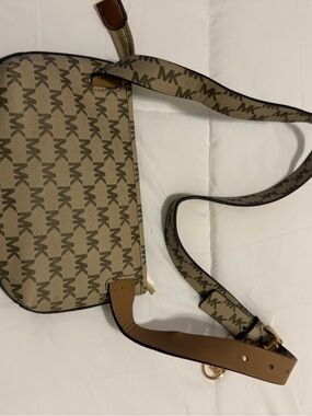Michael Kors Tan/Beige MK Logo Crossbody Messenger Bag